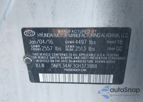 2016 Hyundai Sonata Sport from USA, damaged, VIN 5NPE34AF3GH373988